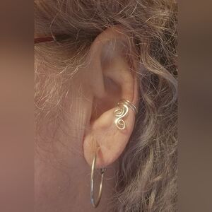 Handmade Elegant Spiral Ear Cuff For Left Ear Only, in Silver, Gold, or Bronze